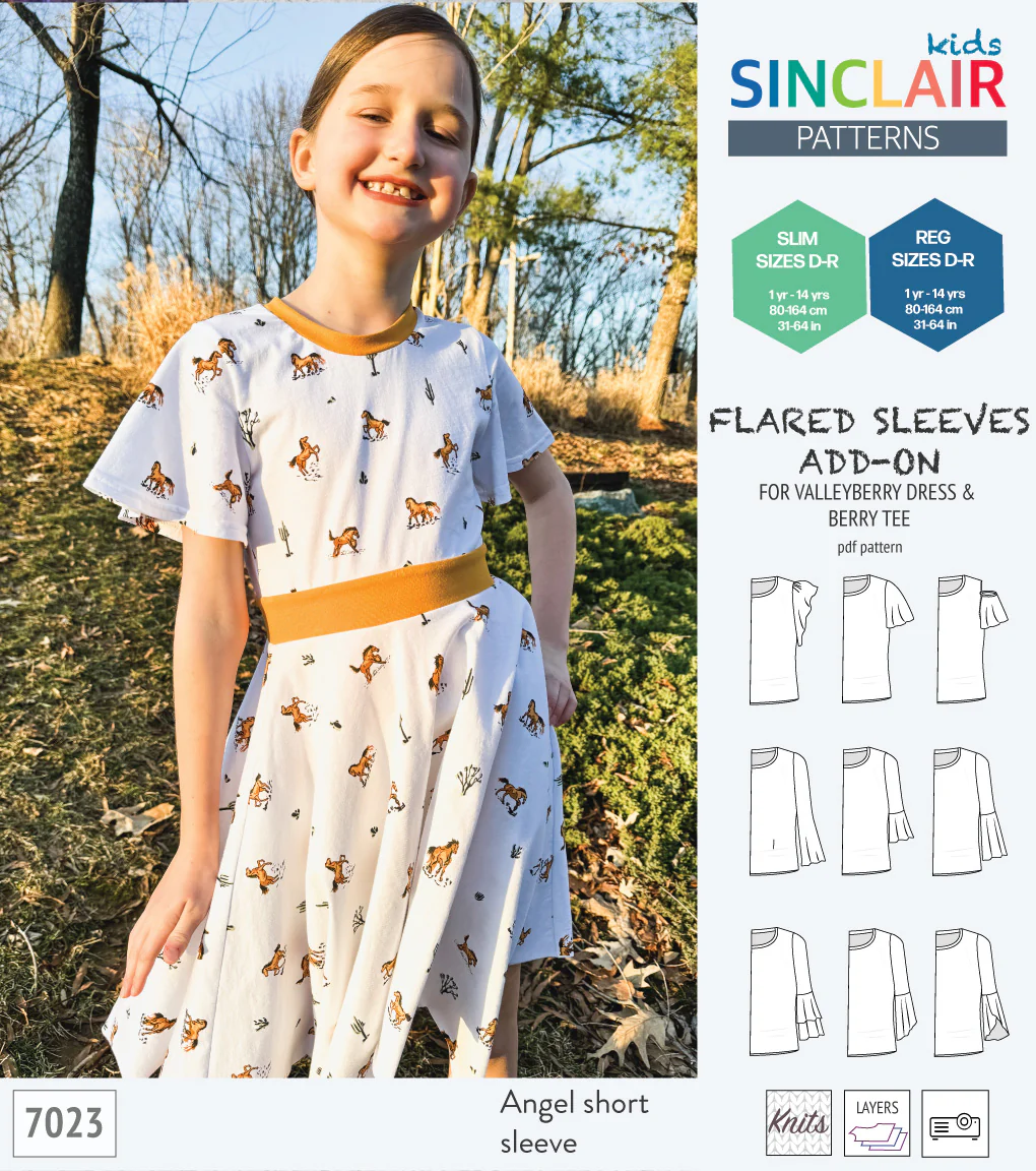 ADD-ON Flared Sleeves add-on pack for Valleyberry dress and Berry tee other compatible patterns for children (PDF) - Image 10