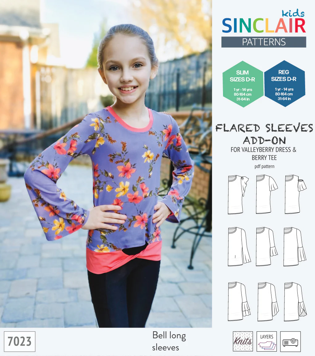 ADD-ON Flared Sleeves add-on pack for Valleyberry dress and Berry tee other compatible patterns for children (PDF) - Image 11