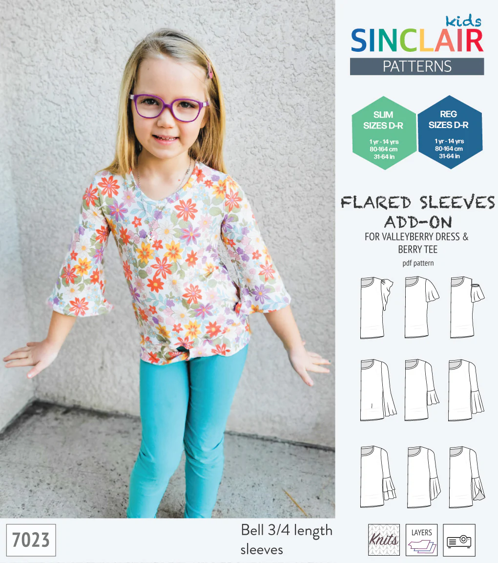 ADD-ON Flared Sleeves add-on pack for Valleyberry dress and Berry tee other compatible patterns for children (PDF) - Image 12