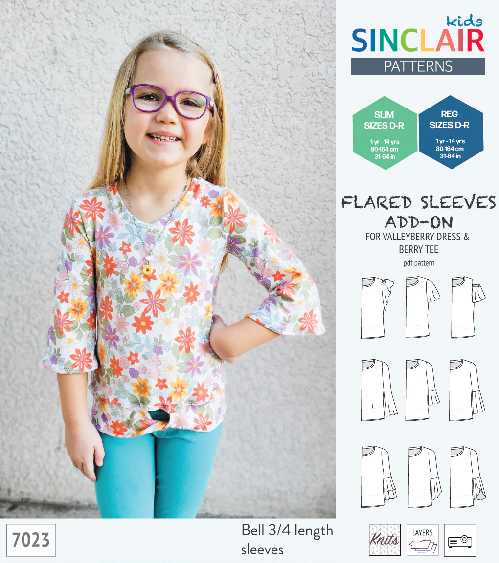 ADD-ON Flared Sleeves add-on pack for Valleyberry dress and Berry tee other compatible patterns for children (PDF) - Image 13