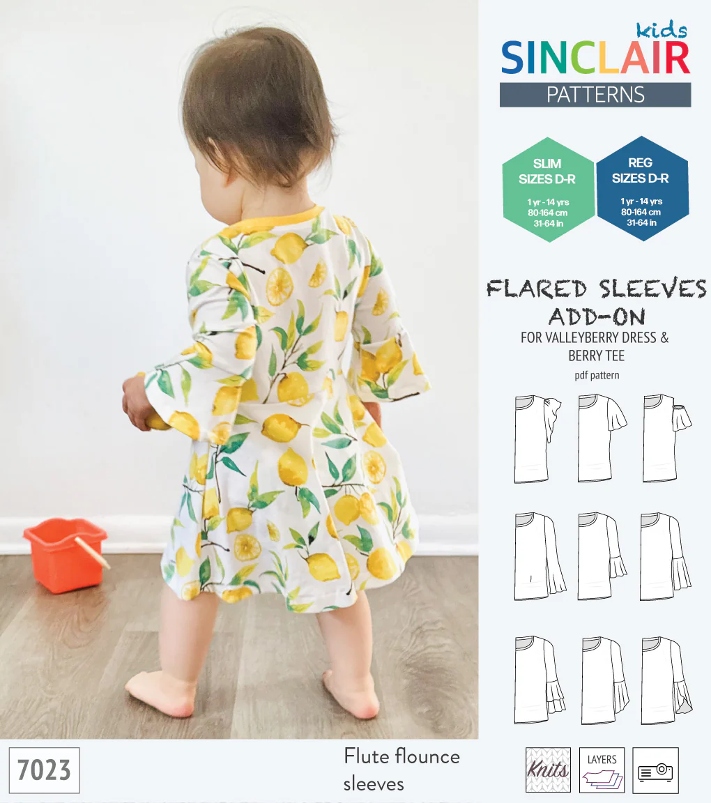 ADD-ON Flared Sleeves add-on pack for Valleyberry dress and Berry tee other compatible patterns for children (PDF) - Image 15