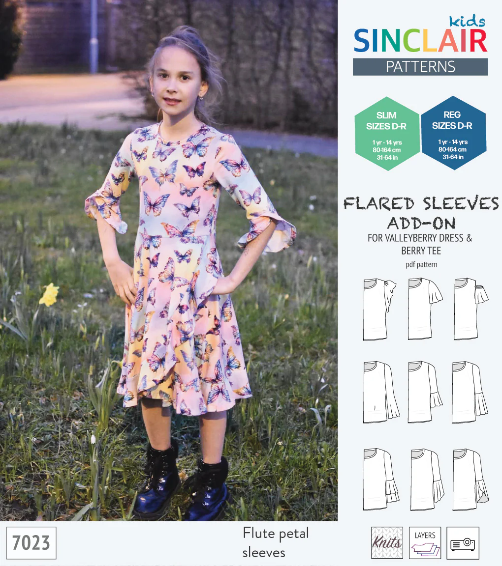 ADD-ON Flared Sleeves add-on pack for Valleyberry dress and Berry tee other compatible patterns for children (PDF) - Image 16