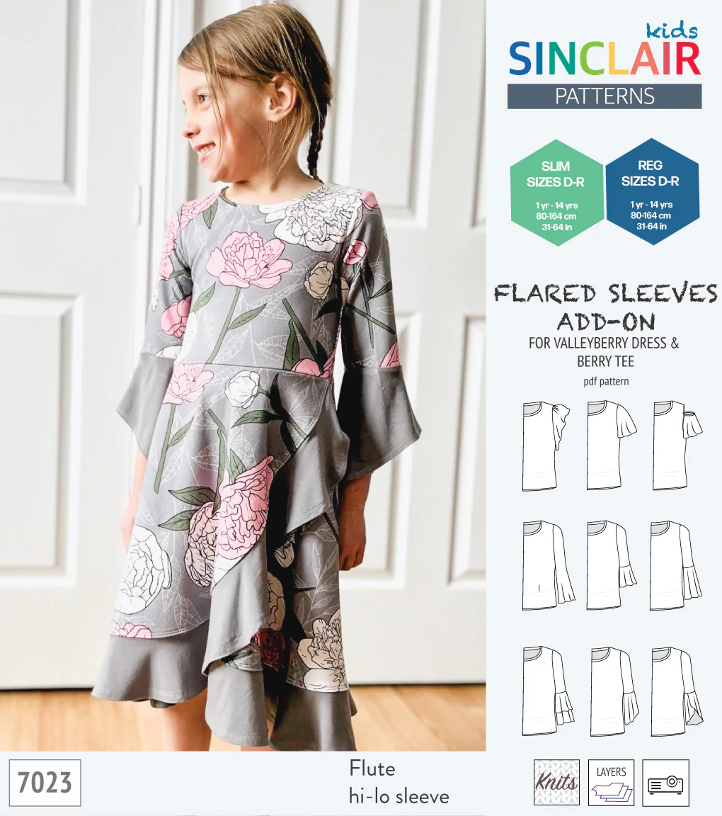 ADD-ON Flared Sleeves add-on pack for Valleyberry dress and Berry tee other compatible patterns for children (PDF) - Image 17