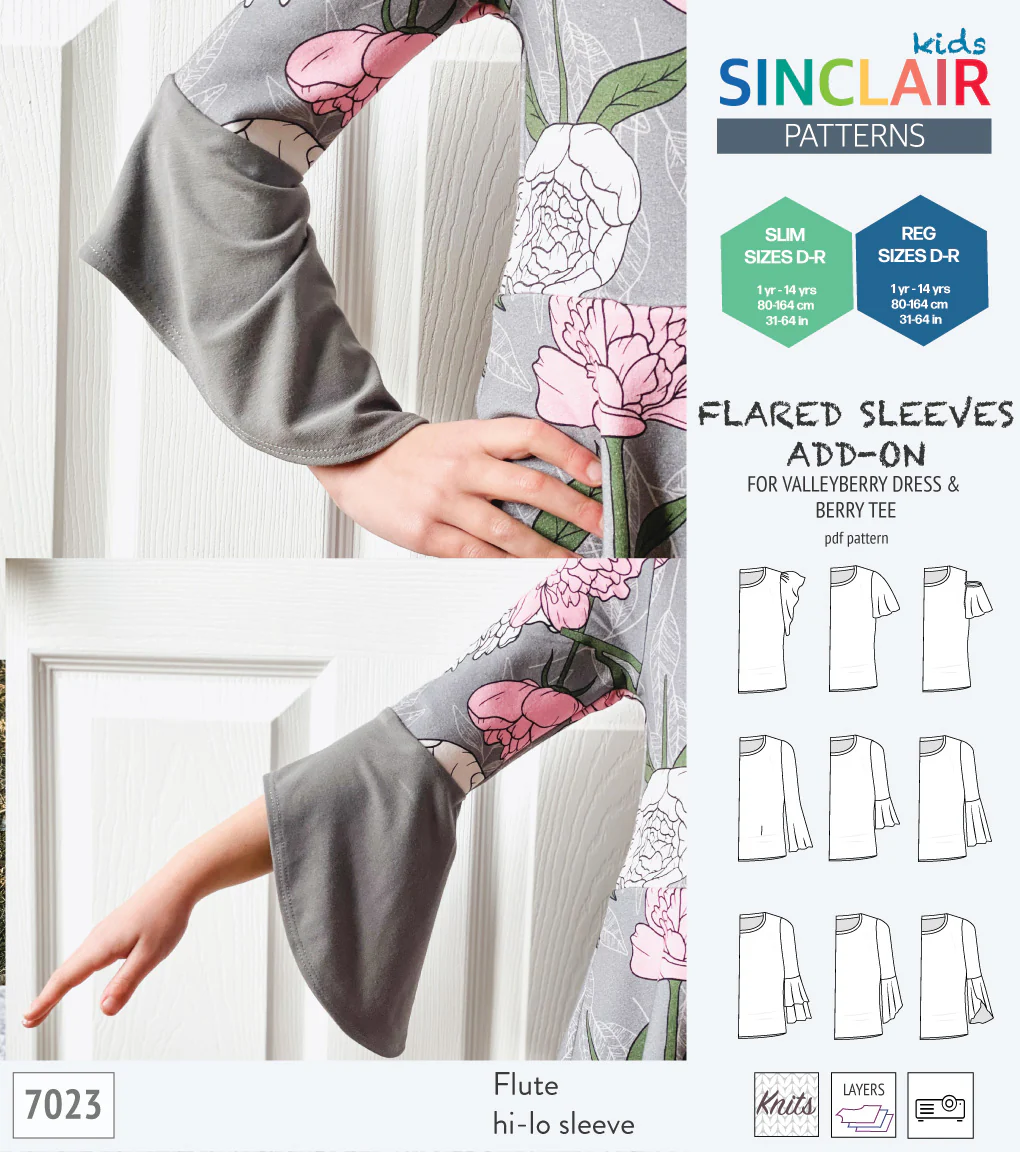 ADD-ON Flared Sleeves add-on pack for Valleyberry dress and Berry tee other compatible patterns for children (PDF) - Image 18