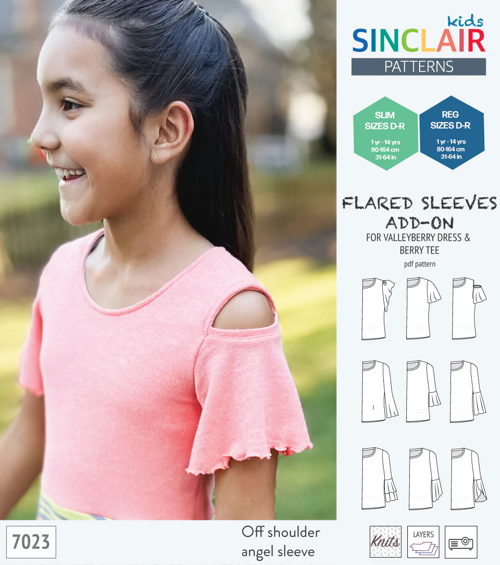 ADD-ON Flared Sleeves add-on pack for Valleyberry dress and Berry tee other compatible patterns for children (PDF) - Image 3
