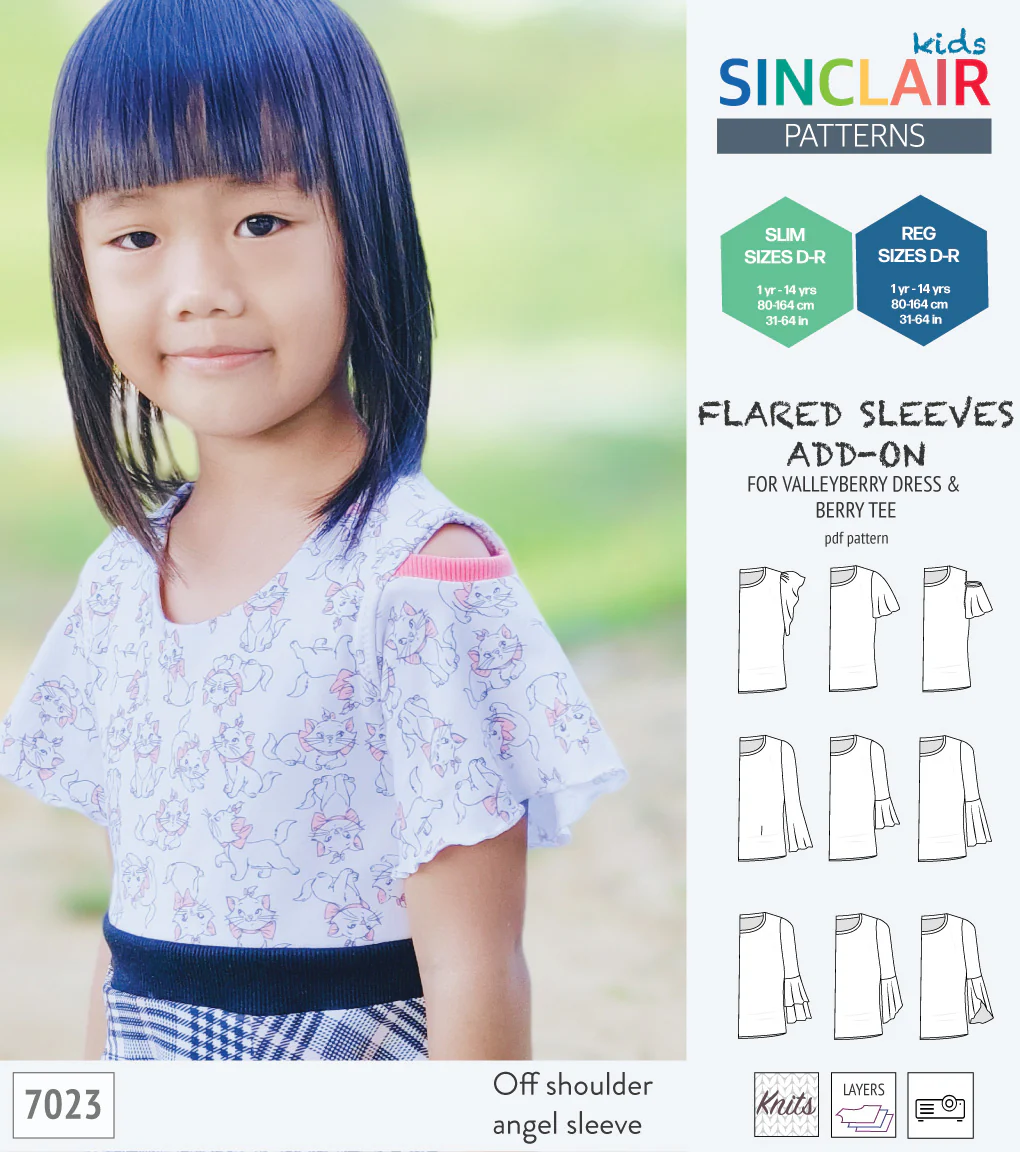 ADD-ON Flared Sleeves add-on pack for Valleyberry dress and Berry tee other compatible patterns for children (PDF) - Image 4