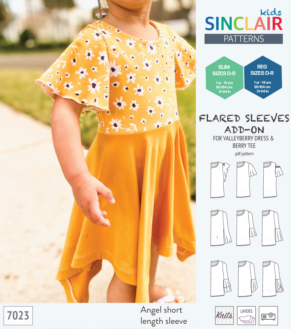 ADD-ON Flared Sleeves add-on pack for Valleyberry dress and Berry tee other compatible patterns for children (PDF) - Image 6