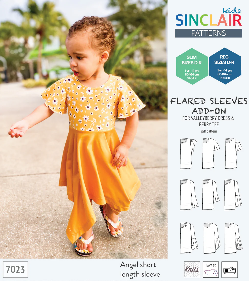 ADD-ON Flared Sleeves add-on pack for Valleyberry dress and Berry tee other compatible patterns for children (PDF) - Image 7