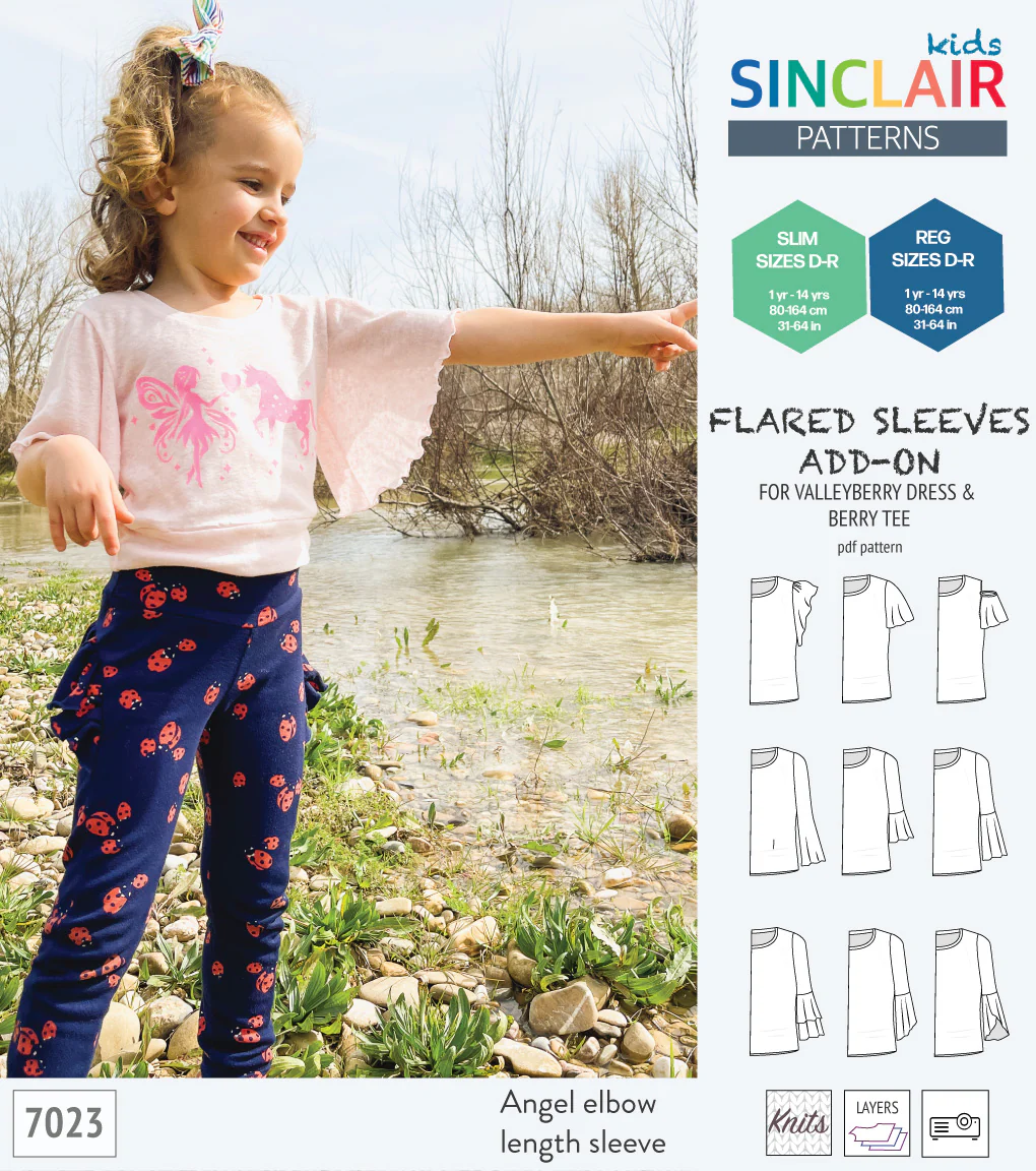 ADD-ON Flared Sleeves add-on pack for Valleyberry dress and Berry tee other compatible patterns for children (PDF) - Image 9