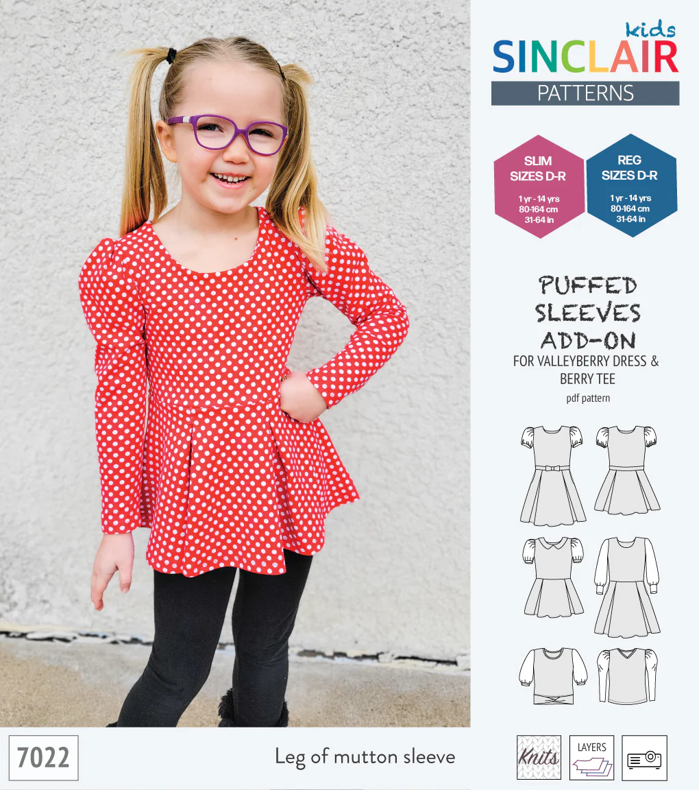 ADD-ON Puffed Sleeves add-on pack for Valleyberry dress and Berry tee other compatible patterns for children (PDF) - Image 23