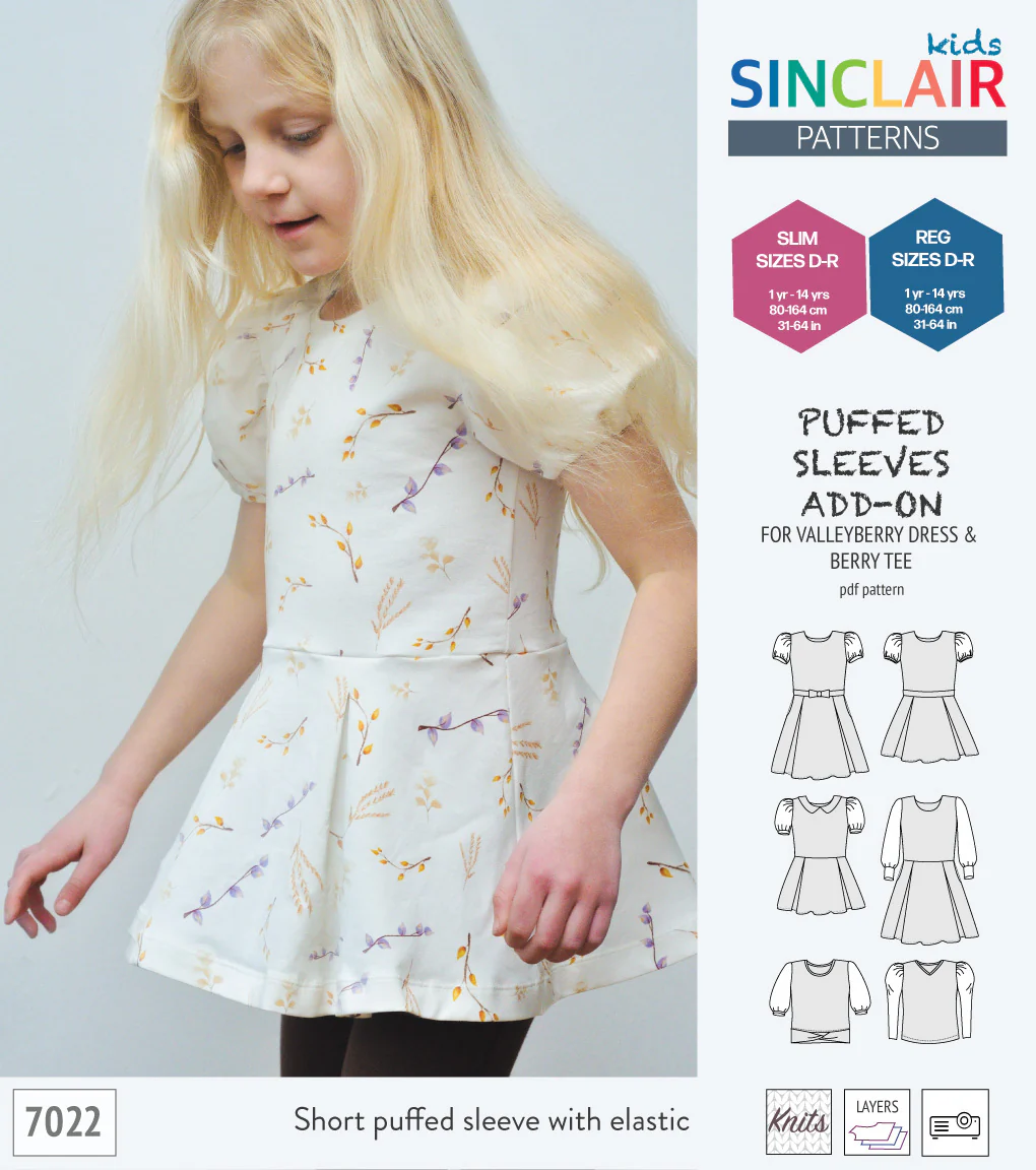 ADD-ON Puffed Sleeves add-on pack for Valleyberry dress and Berry tee other compatible patterns for children (PDF) - Image 3