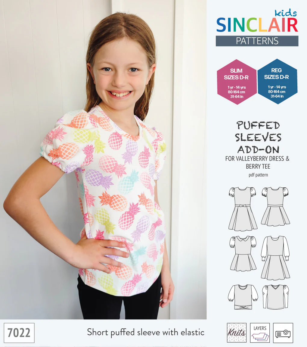 ADD-ON Puffed Sleeves add-on pack for Valleyberry dress and Berry tee other compatible patterns for children (PDF) - Image 4