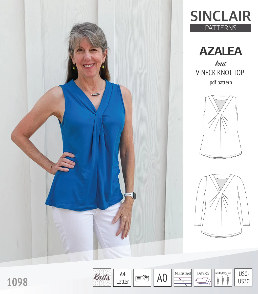 Azalea v-neck knot top for knit fabrics (PDF) - Image 12
