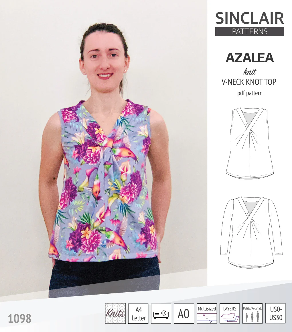 Azalea v-neck knot top for knit fabrics (PDF) - Image 16