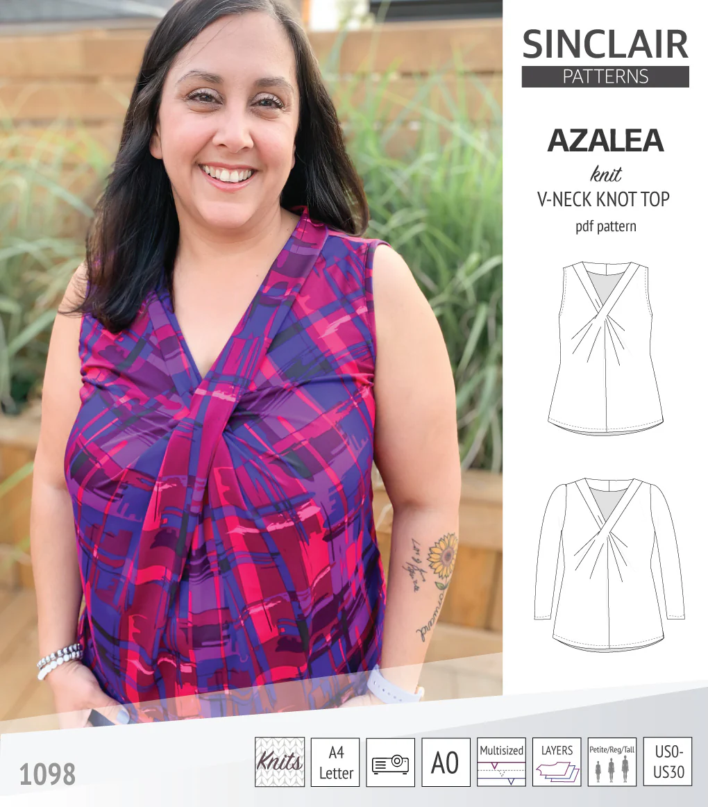Azalea v-neck knot top for knit fabrics (PDF) - Image 18