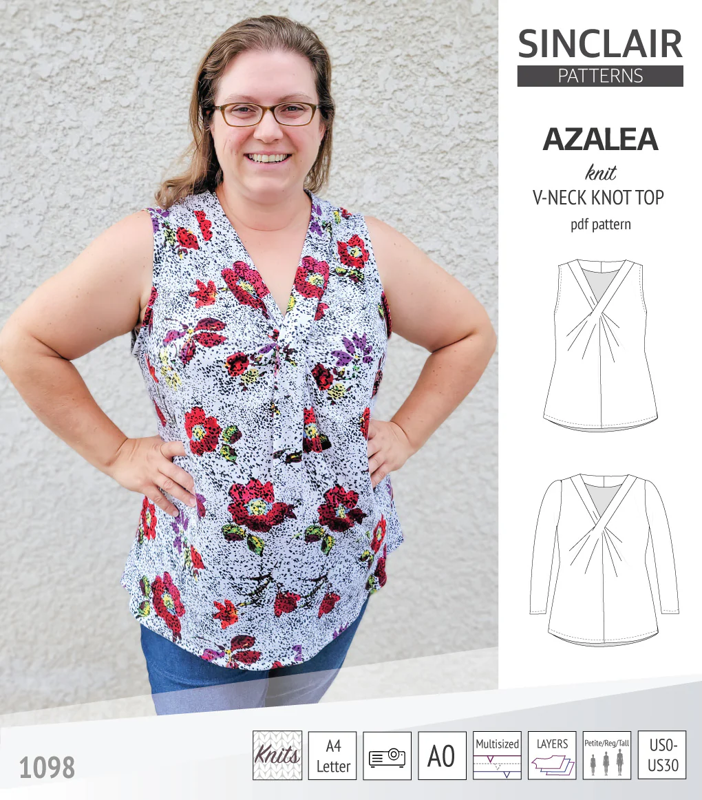Azalea v-neck knot top for knit fabrics (PDF) - Image 19