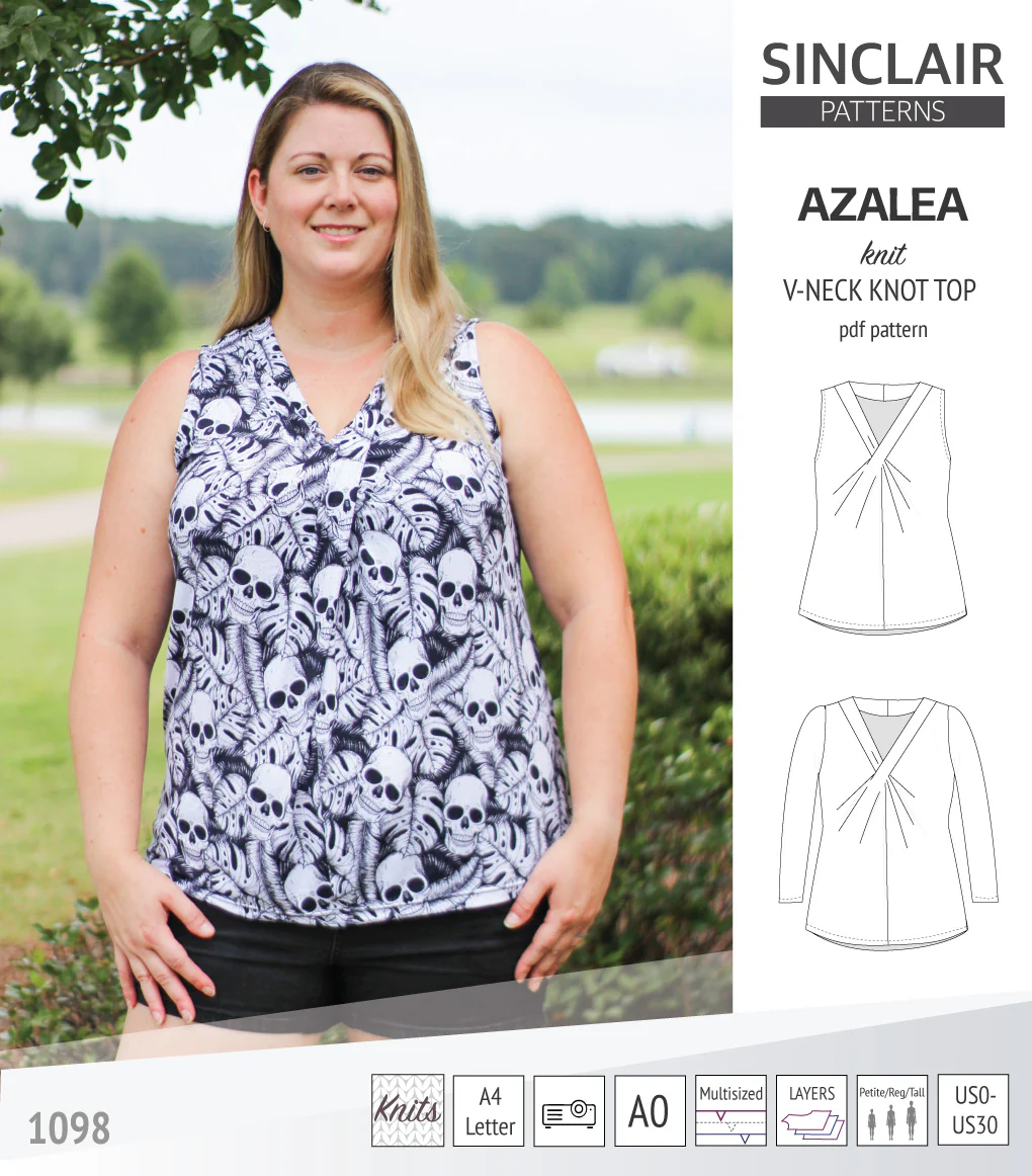 Azalea v-neck knot top for knit fabrics (PDF) - Image 20