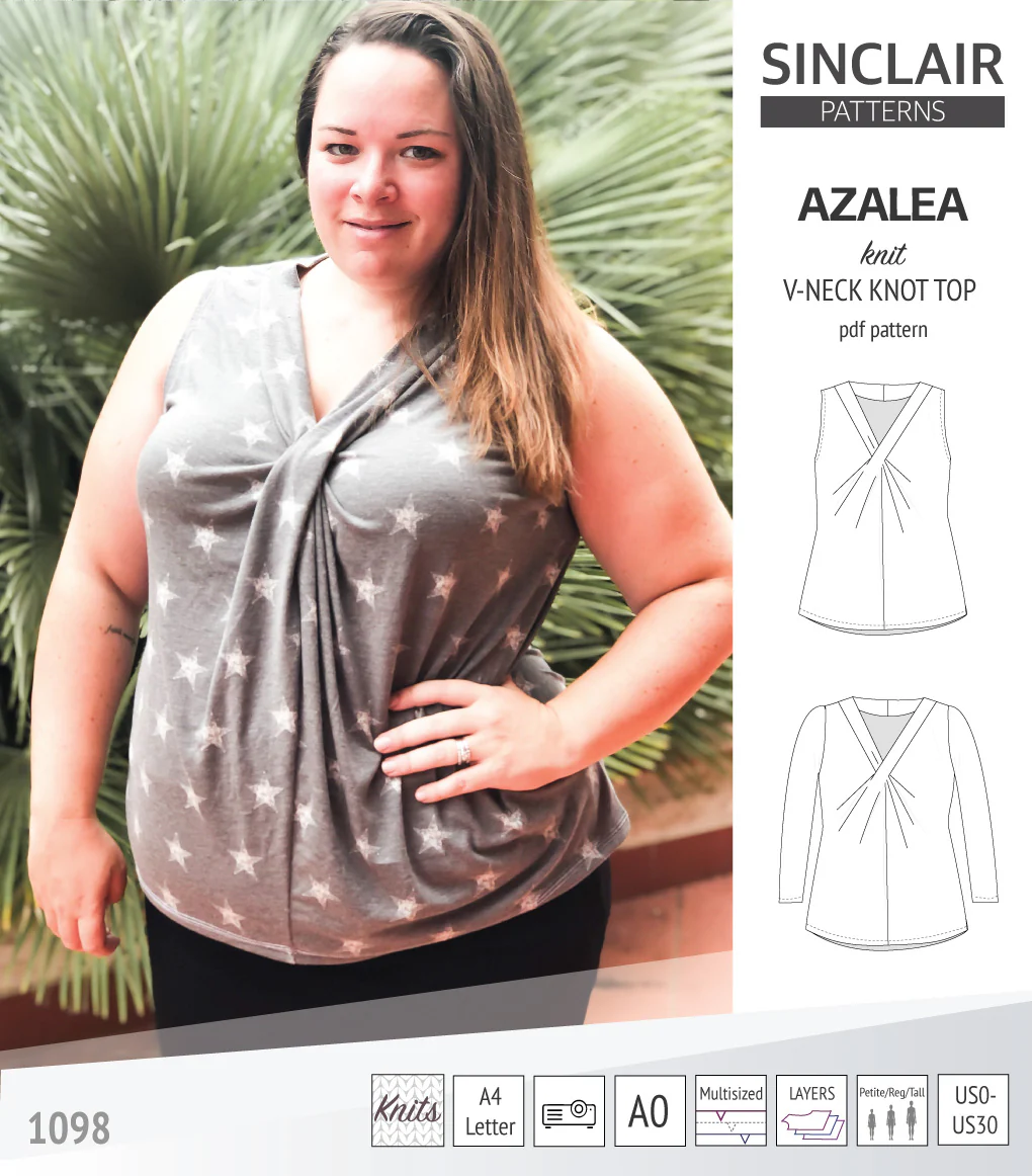 Azalea v-neck knot top for knit fabrics (PDF) - Image 22