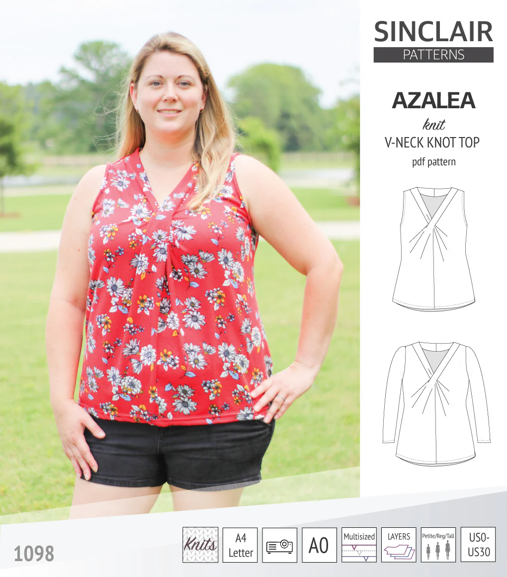 Azalea v-neck knot top for knit fabrics (PDF) - Image 24