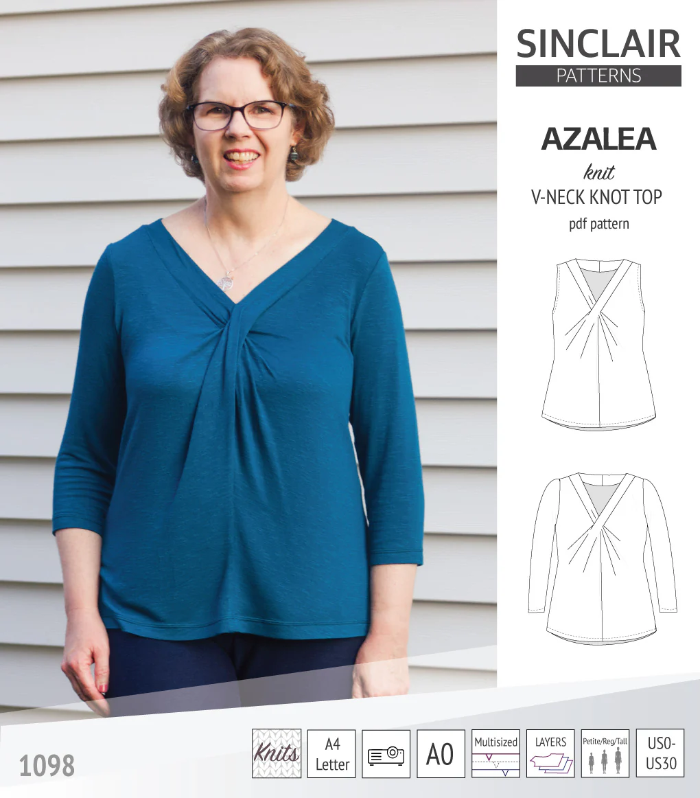 Azalea v-neck knot top for knit fabrics (PDF) - Image 28