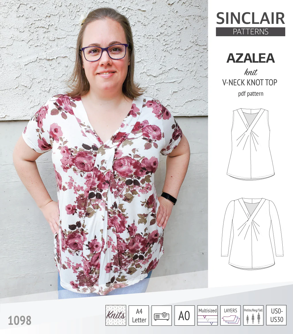 Azalea v-neck knot top for knit fabrics (PDF) - Image 30