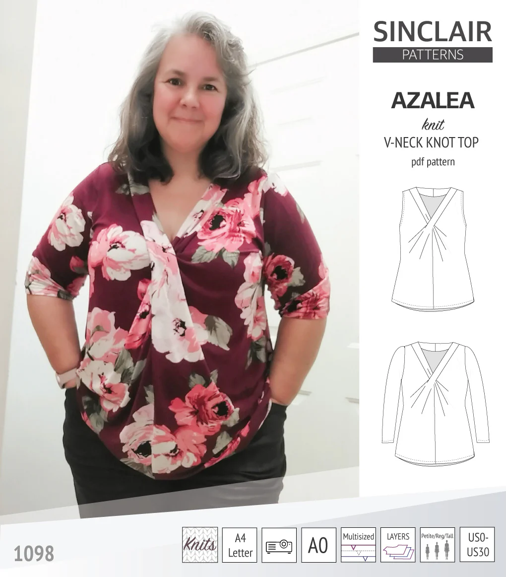 Azalea v-neck knot top for knit fabrics (PDF) - Image 34