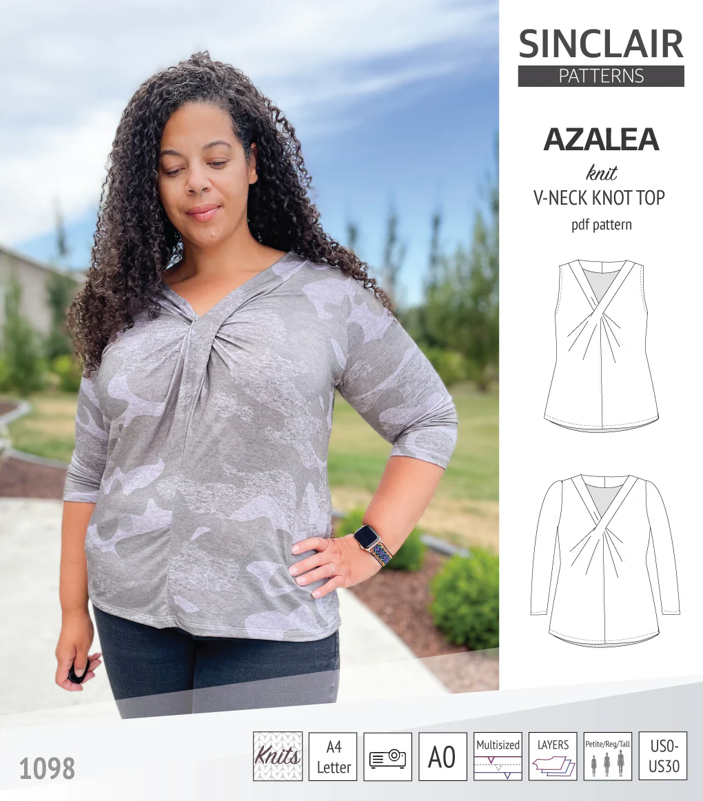 Azalea v-neck knot top for knit fabrics (PDF) - Image 35