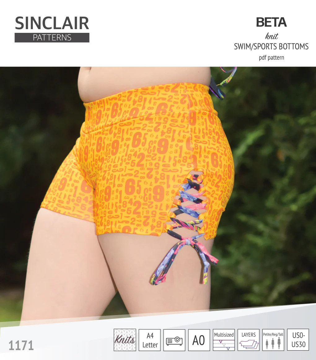Beta swim/sports bottoms with a lace up accent option (PDF) - Image 10
