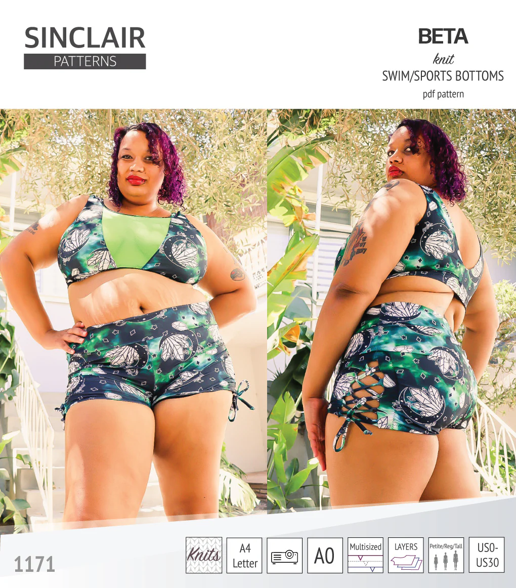 Beta swim/sports bottoms with a lace up accent option (PDF) - Image 11