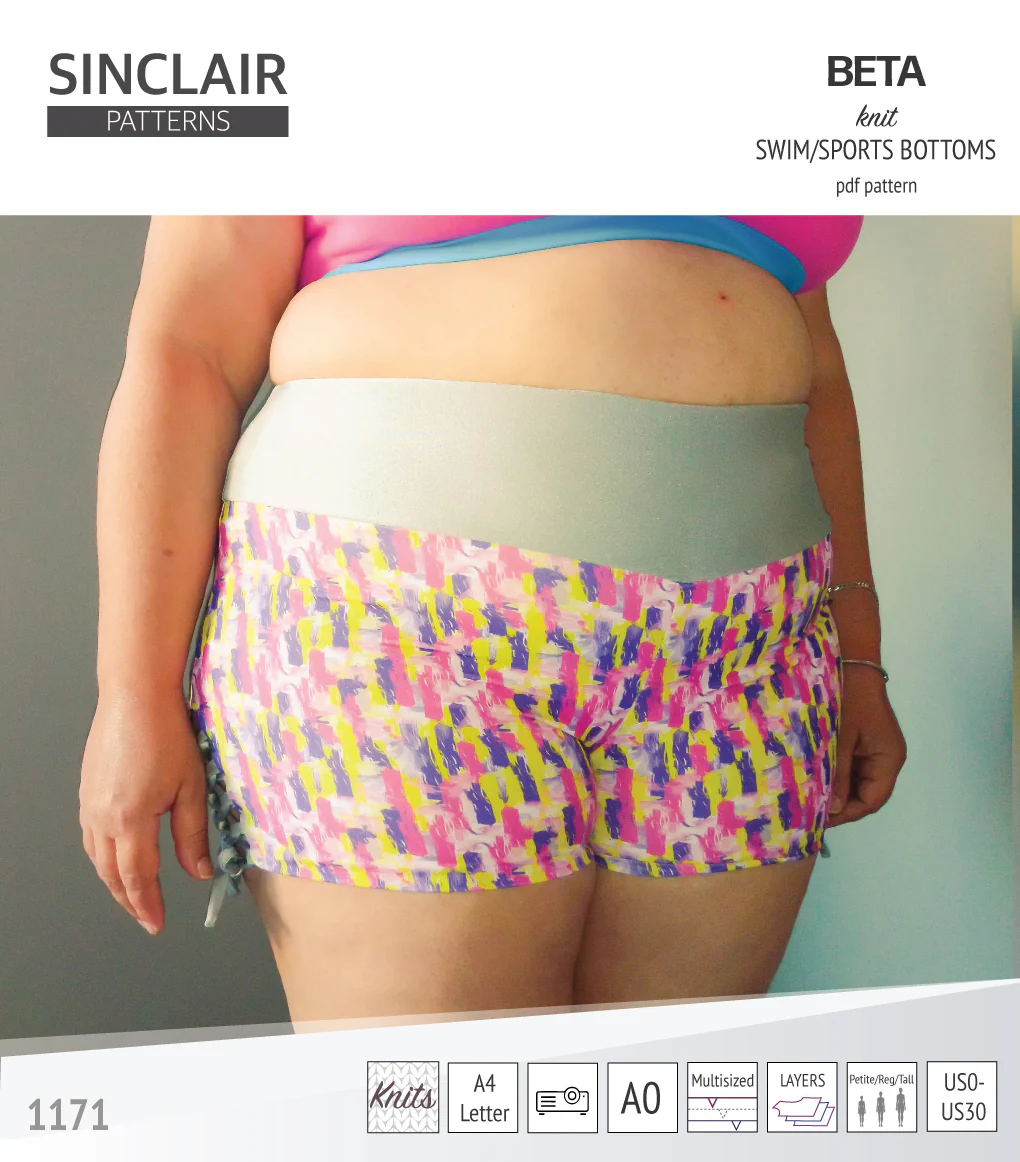 Beta swim/sports bottoms with a lace up accent option (PDF) - Image 12