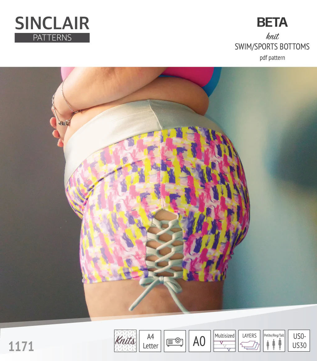 Beta swim/sports bottoms with a lace up accent option (PDF) - Image 13