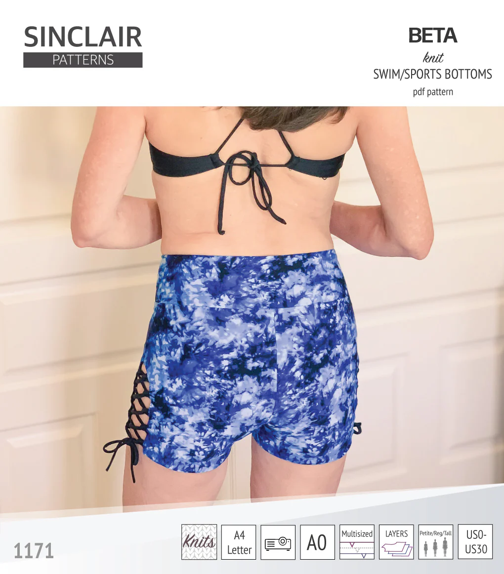 Beta swim/sports bottoms with a lace up accent option (PDF) - Image 3