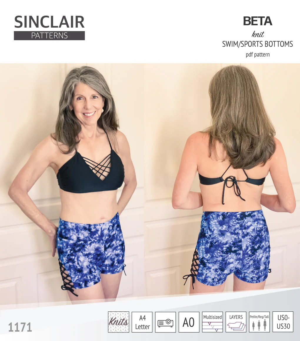 Beta swim/sports bottoms with a lace up accent option (PDF) - Image 4