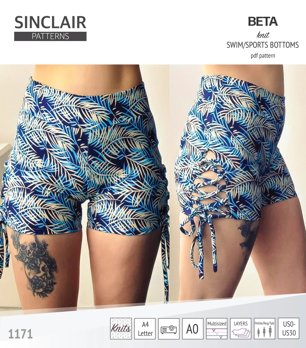 Beta swim/sports bottoms with a lace up accent option (PDF) - Image 5