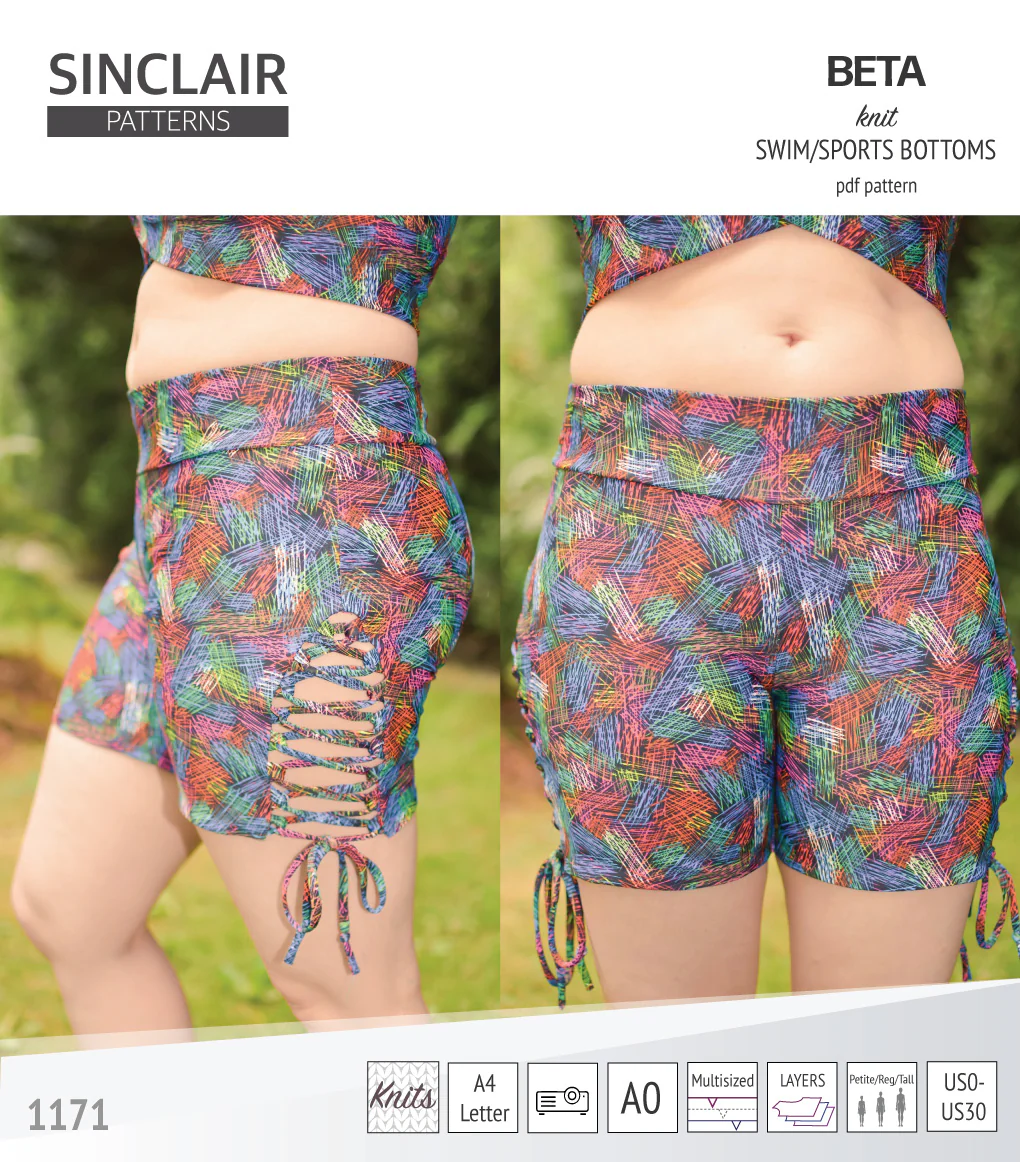 Beta swim/sports bottoms with a lace up accent option (PDF) - Image 6