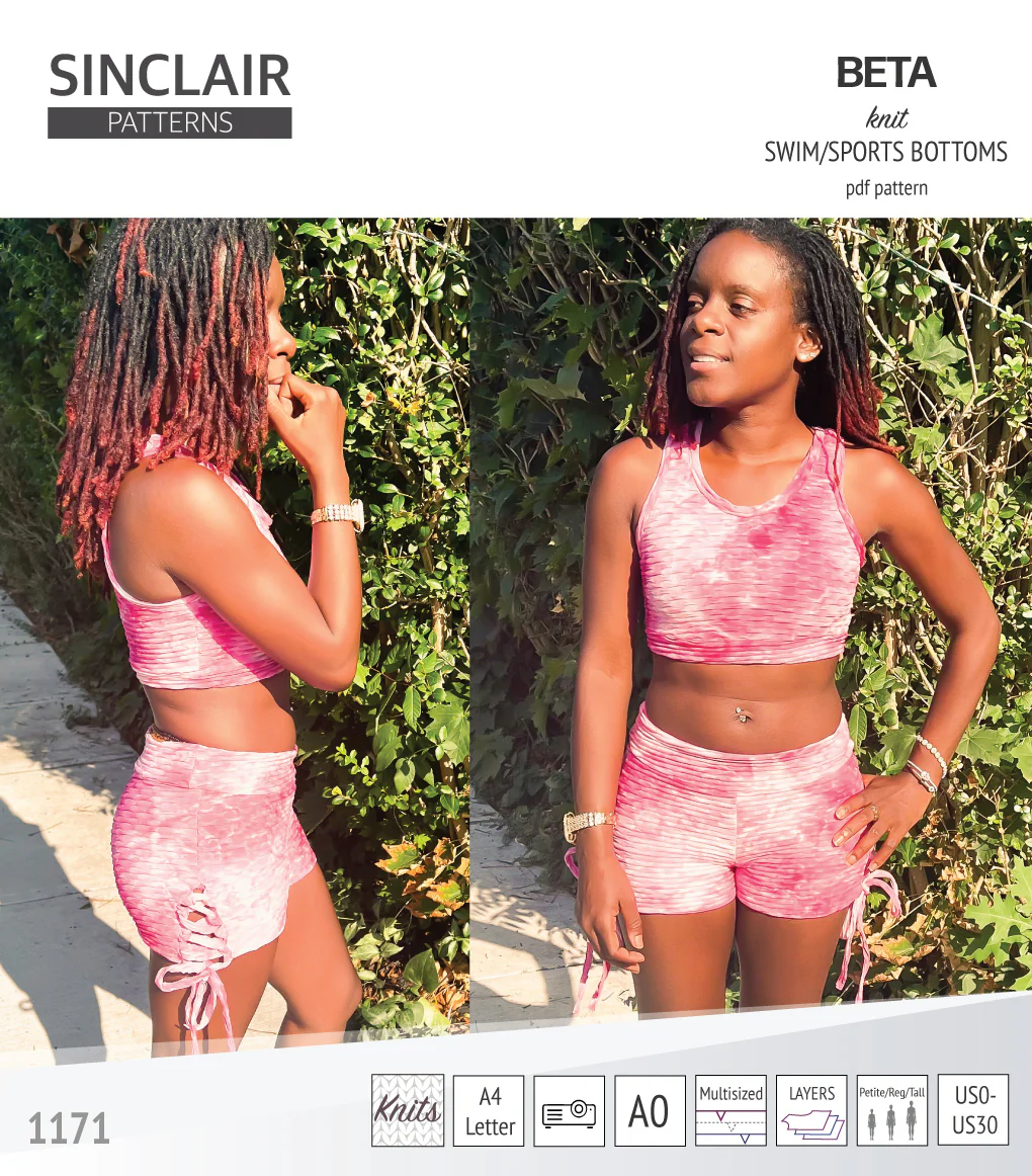 Beta swim/sports bottoms with a lace up accent option (PDF) - Image 7