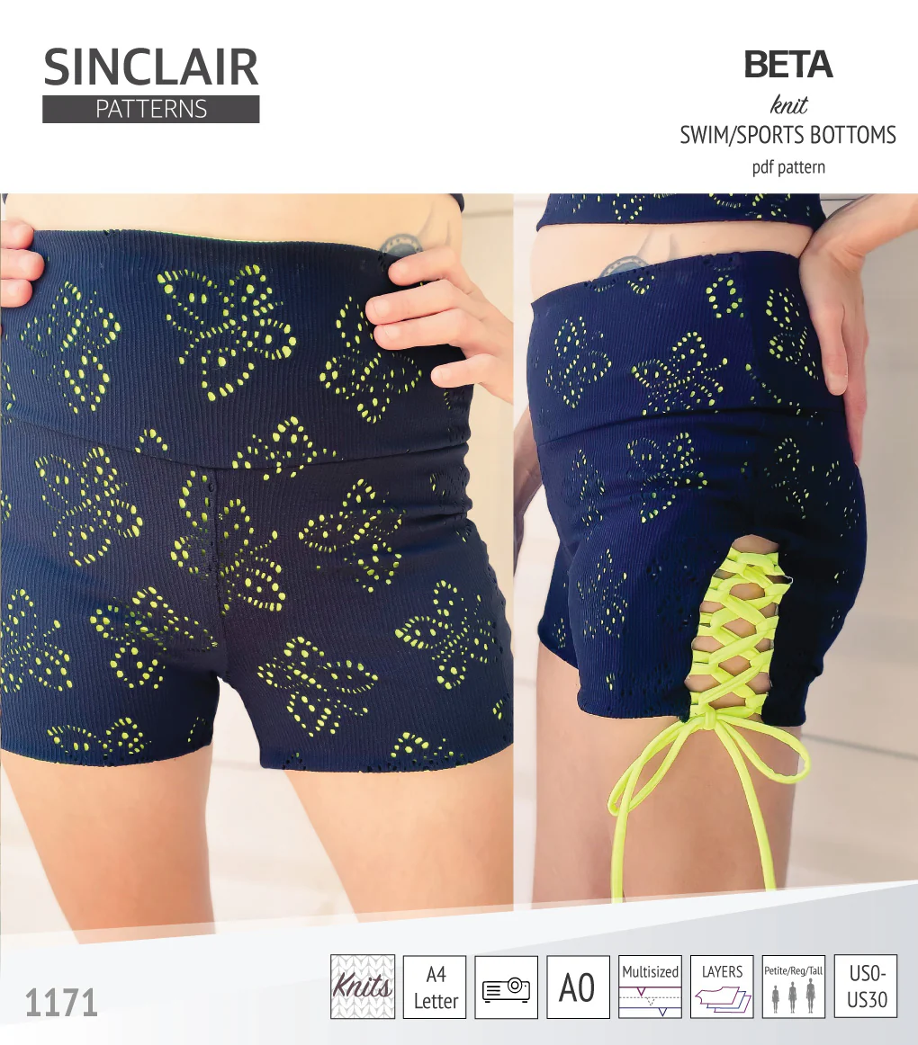 Beta swim/sports bottoms with a lace up accent option (PDF) - Image 8