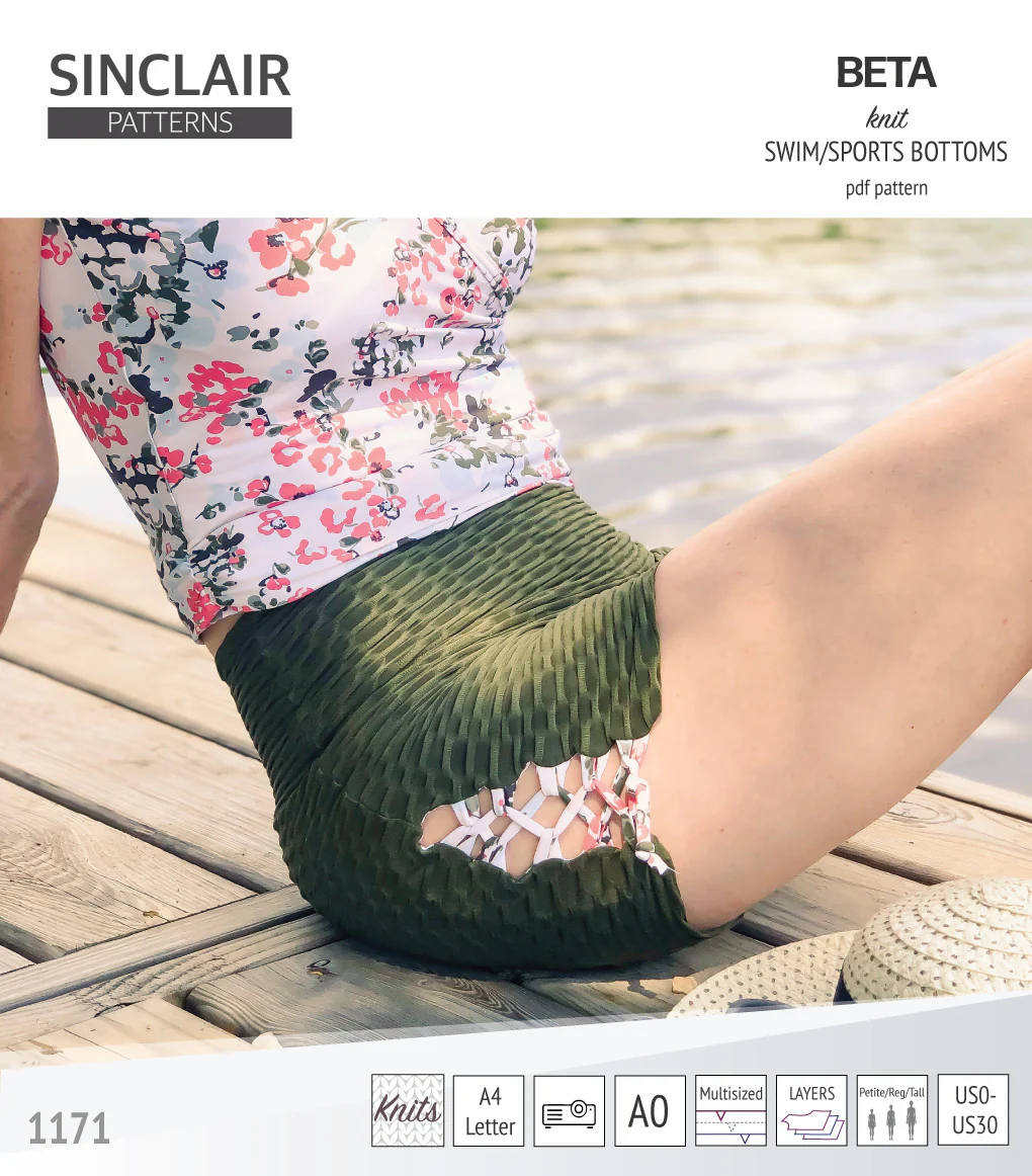 Beta swim/sports bottoms with a lace up accent option (PDF) - Image 9