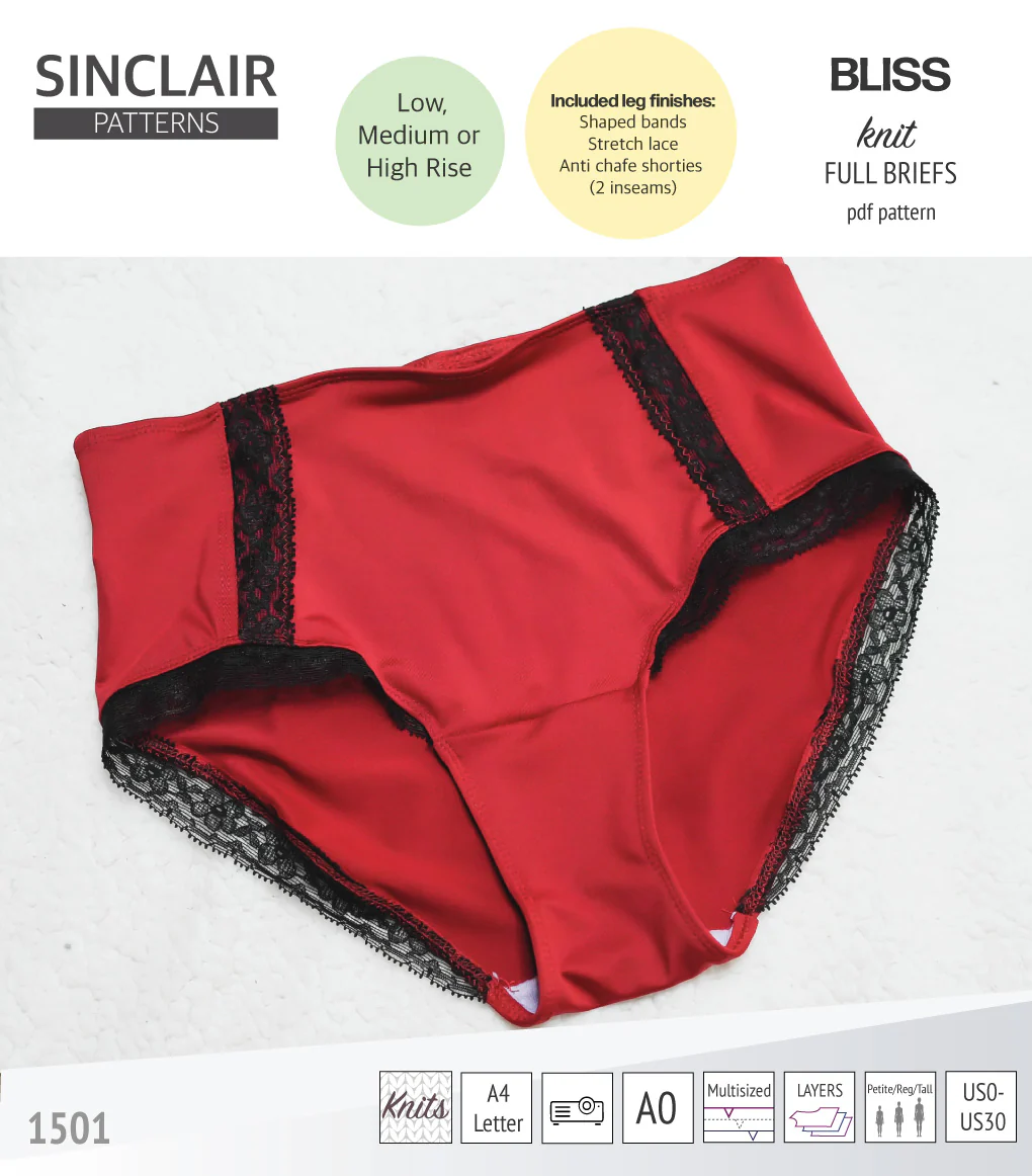 Bliss full briefs with bands, lace or anti chafe shorties (PDF) - Image 10