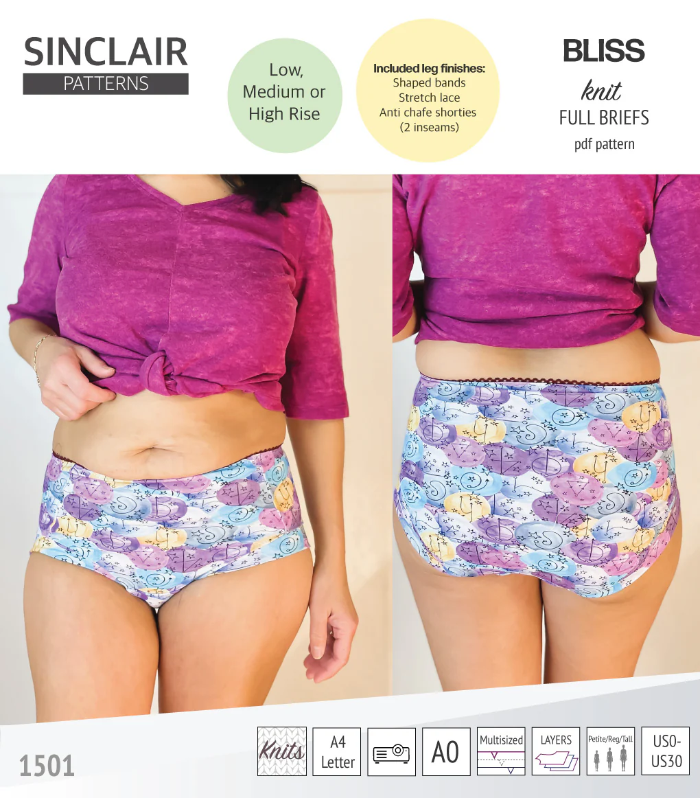 Bliss full briefs with bands, lace or anti chafe shorties (PDF) - Image 13