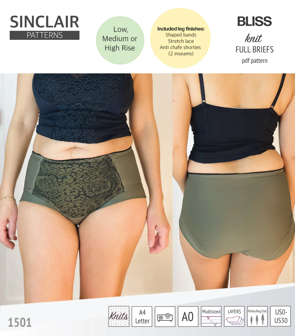 Bliss full briefs with bands, lace or anti chafe shorties (PDF) - Image 14