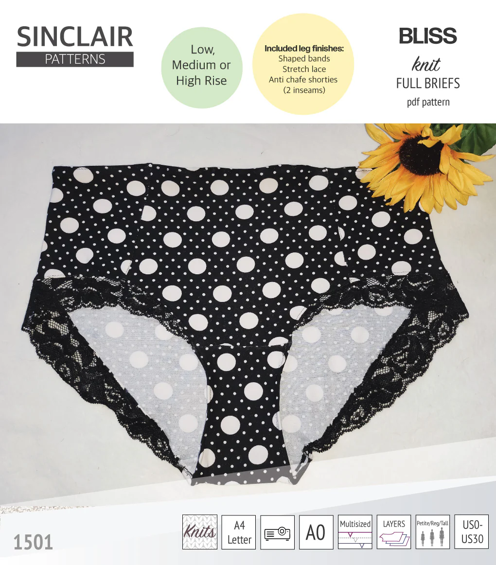 Bliss full briefs with bands, lace or anti chafe shorties (PDF) - Image 20