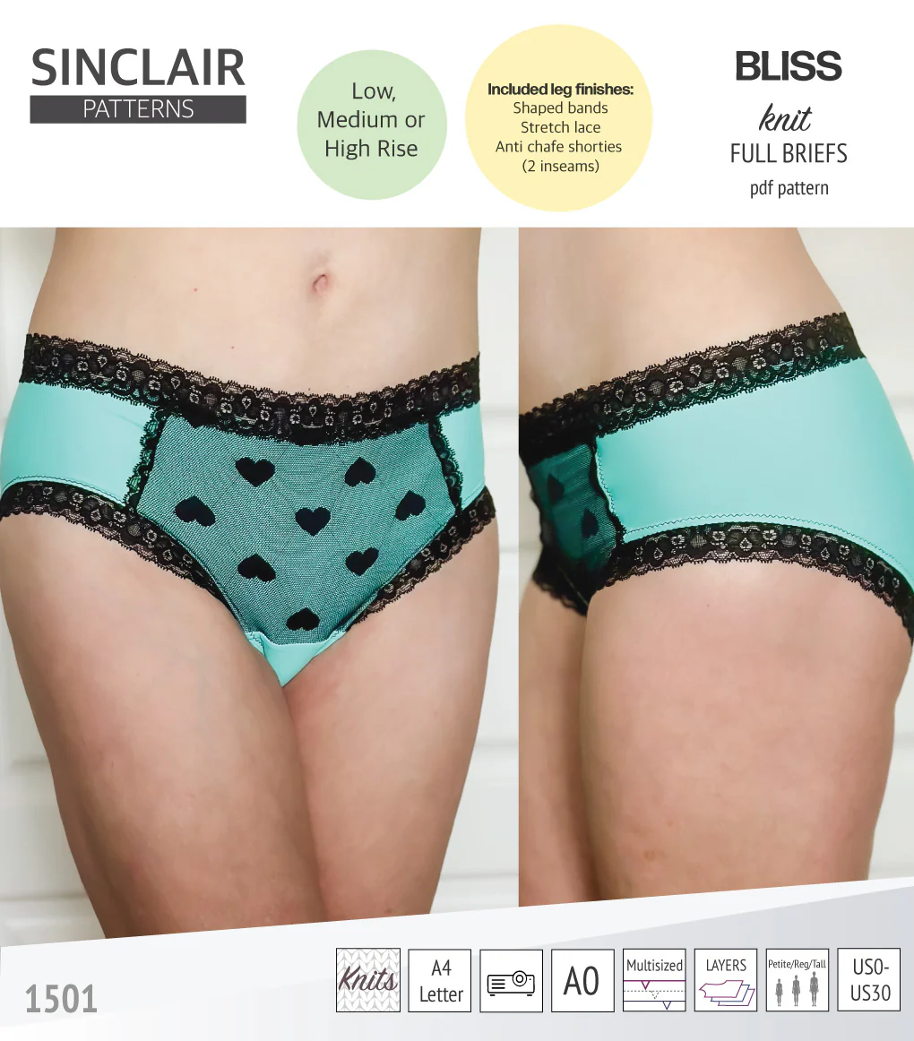 Bliss full briefs with bands, lace or anti chafe shorties (PDF) - Image 25