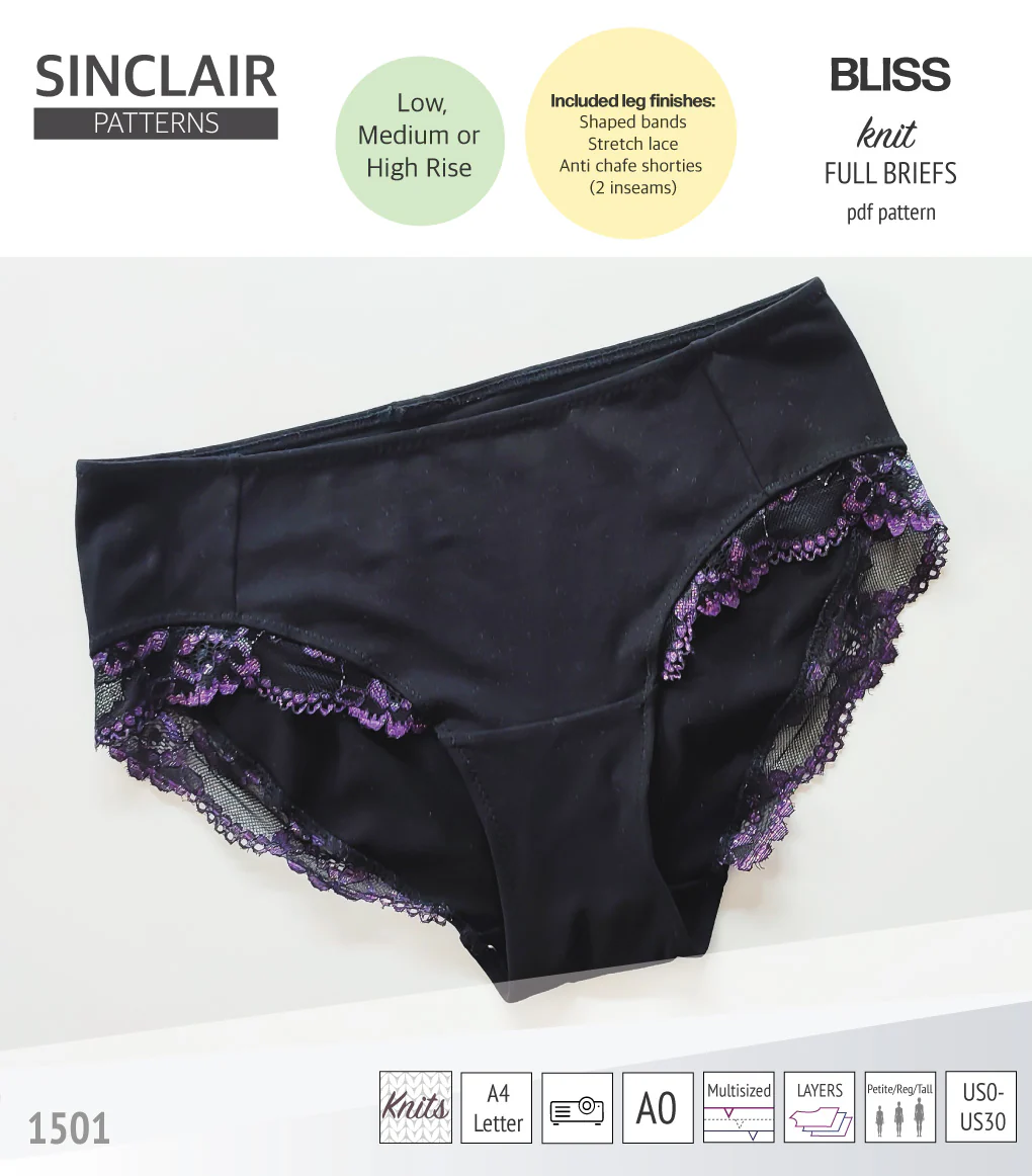 Bliss full briefs with bands, lace or anti chafe shorties (PDF) - Image 26