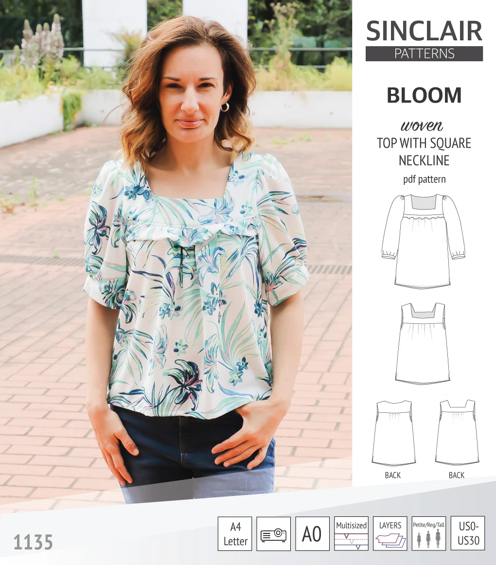 Bloom square neckline woven top with a split hem (PDF) - Image 15