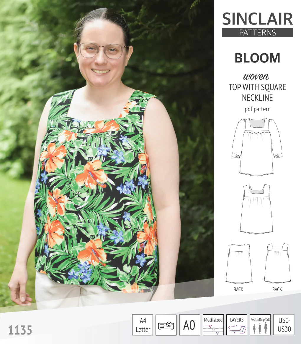 Bloom square neckline woven top with a split hem (PDF) - Image 29