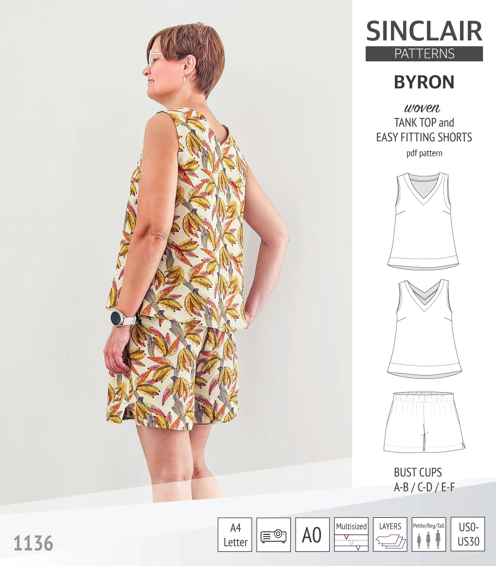 Byron v-neck tank top and easy fitting shorts set for woven fabrics  (PDF) - Image 10