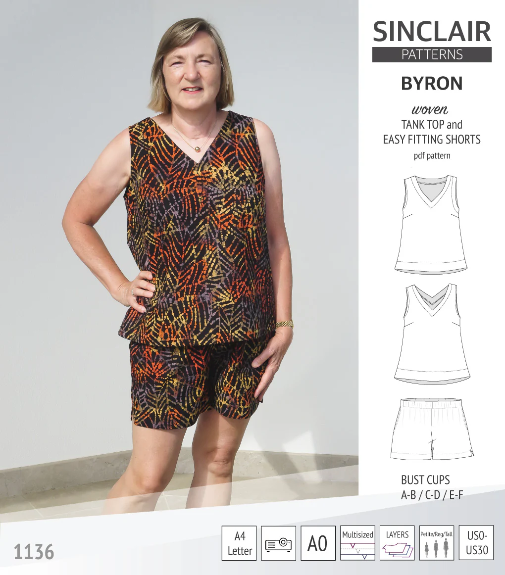 Byron v-neck tank top and easy fitting shorts set for woven fabrics  (PDF) - Image 14