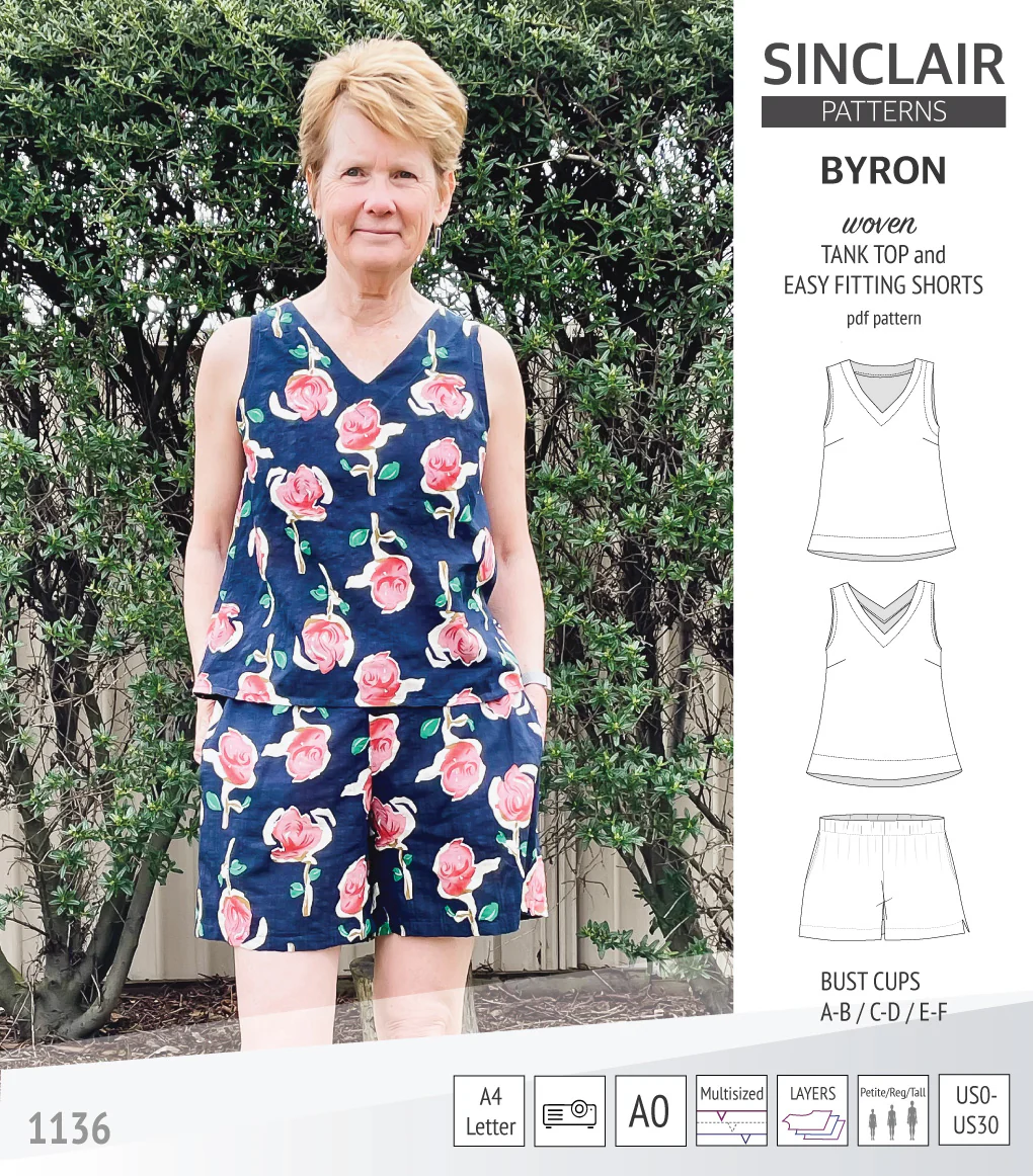 Byron v-neck tank top and easy fitting shorts set for woven fabrics  (PDF) - Image 23