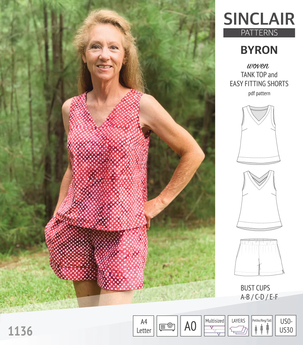 Byron v-neck tank top and easy fitting shorts set for woven fabrics  (PDF) - Image 29
